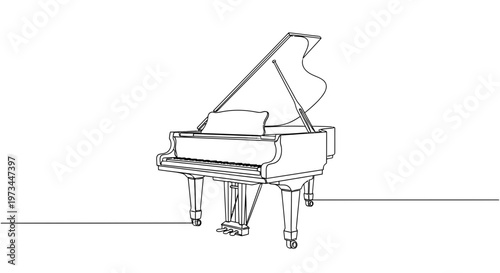 Grand piano musical instrument drawing.
