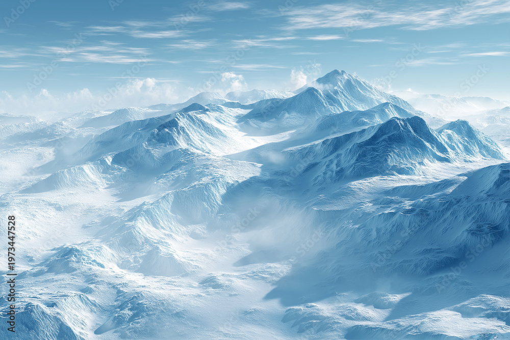 Fototapeta premium Arctic glacier landscape with clean air and untouched snow, highlighting climate preservation, soft blue tones, environmental protection theme