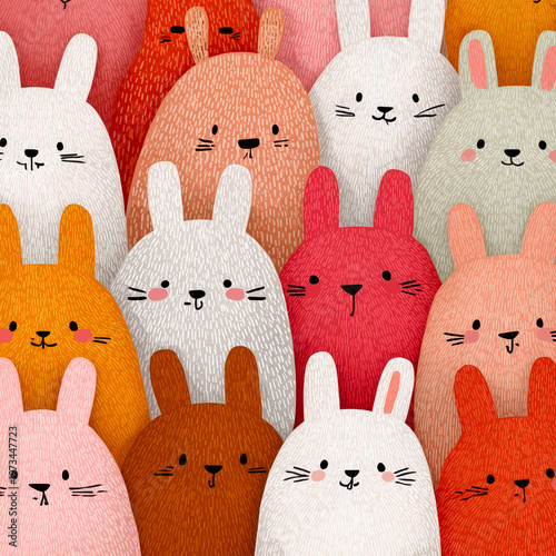 Seamless pattern with cute cartoon foxes. Vector illustration.