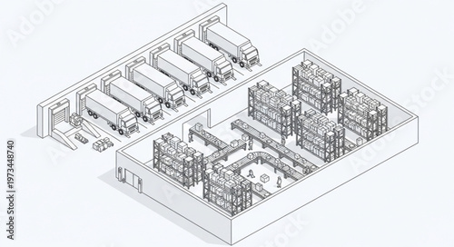 Isometric Technical Illustration Of Computer Motherboard Components.