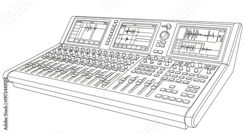 Professional sound mixing board console equipment.