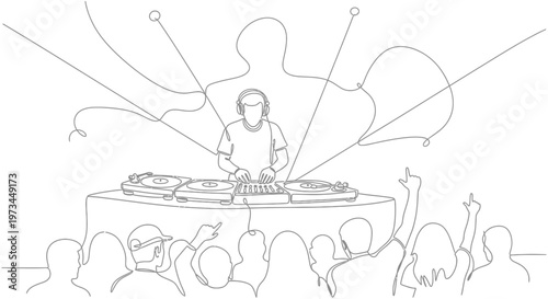 DJ Mixing Music at Nightclub Event.