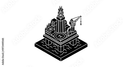 Isometric Ornate Temple Monument Model With Crane.