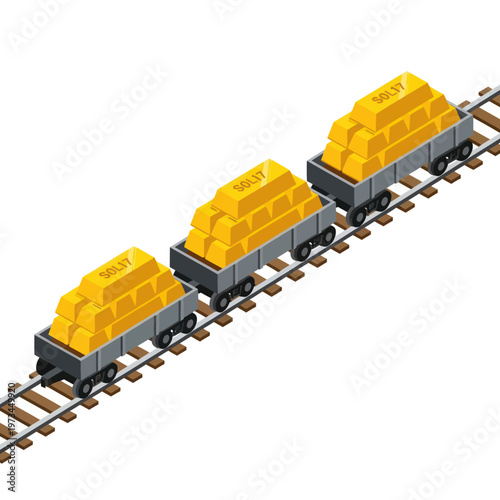Gold Ingots Transported by Train - A Symbol of Wealth and Industry.