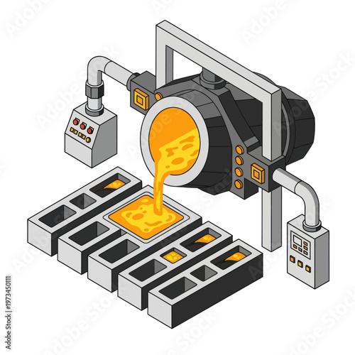 Molten Metal Casting Process - Pouring Liquid Gold into Molds.