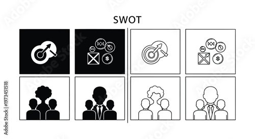SWOT Analysis Icons Set Vector