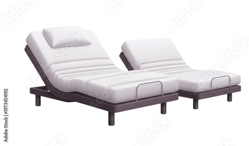Title:
Adjustable bed with raised head and leg sections modern gradient vector illustration isolated on white background for comfort lifestyle design