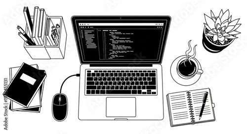 Laptop computer displaying code on screen.