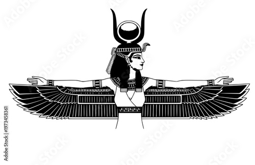 Ancient Egyptian God Goddess Icon Set, Modern Gold Outline Pharaonic Vector, Minimalist Mythology Heritage Silhouette