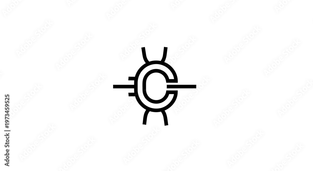 Obraz premium Abstract Circular C Letter Logo Design, Minimalist Geometric Symbol, Technology Concept