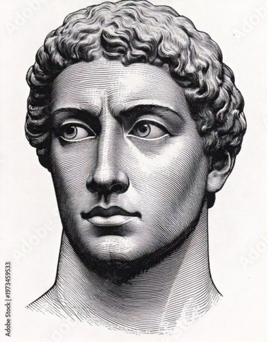 Ancient Greek Sculpture of a Young Mans Head.