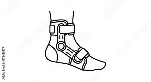Ankle brace for support and injury recovery, medical equipment illustration