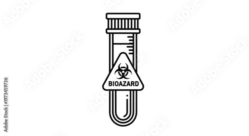 Biohazard symbol on test tube, medical research, dangerous substance, laboratory icon