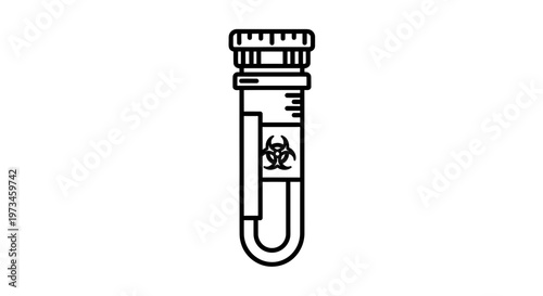 Biohazard Test Tube Icon: Medical Sample Container with Warning Symbol