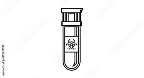Biohazard test tube icon, laboratory research, medical danger symbol