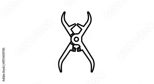 Black and white illustration of a pair of pliers, isolated on white background