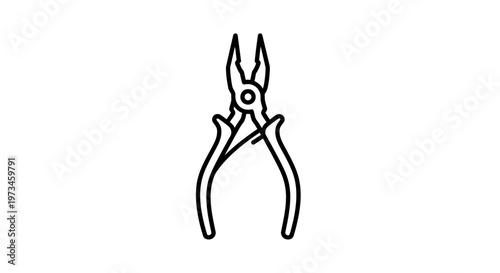 Black and white illustration of pliers, a tool for gripping and cutting