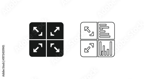 Arrows pointing in different directions on black and white backgrounds Vector