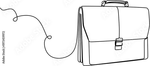 One continuous line drawing of professional leather briefcase for office and business