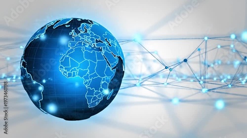 global digital network connecting earth with futuristic technology and data flow