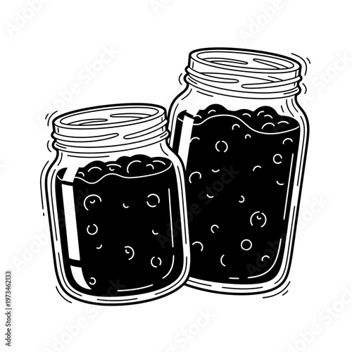 Line art two blueberry jam isolated on white 