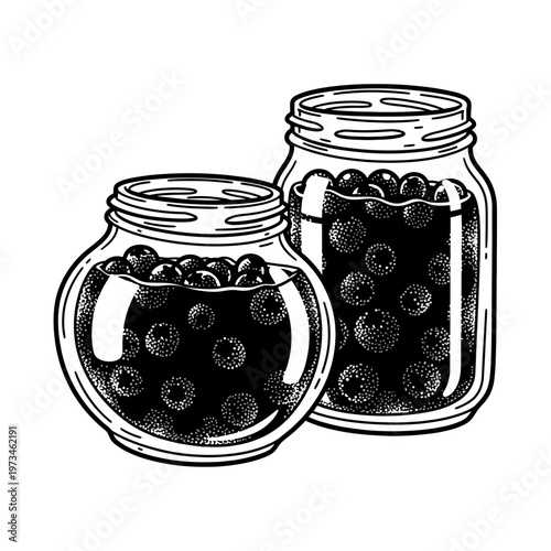 Line art two blueberry jam isolated 