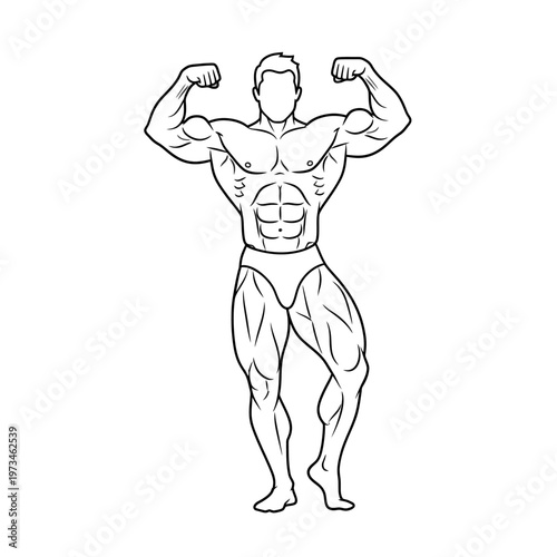 Black and white bodybuilder isolated 