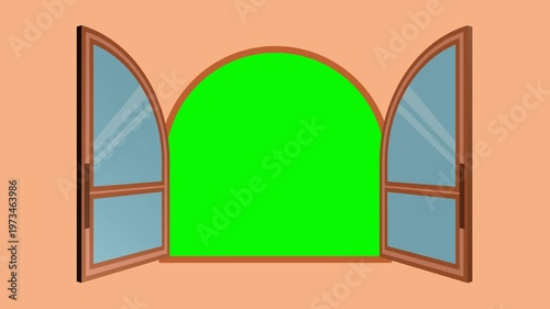 opening window with green screen background animation