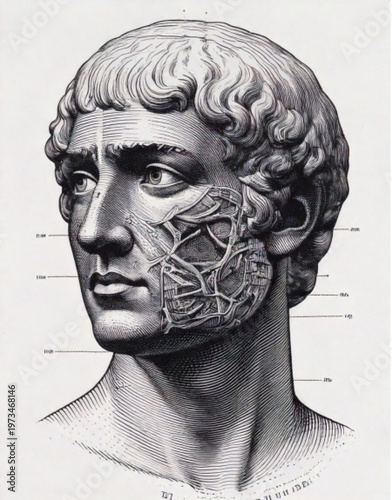 Ancient Roman Emperor Bust Sculpture Detailed Carving.