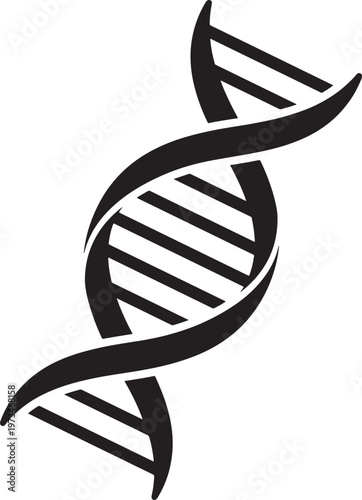 Minimalist DNA Double Helix Black Silhouette on Light Background – Modern Science Vector Illustration
