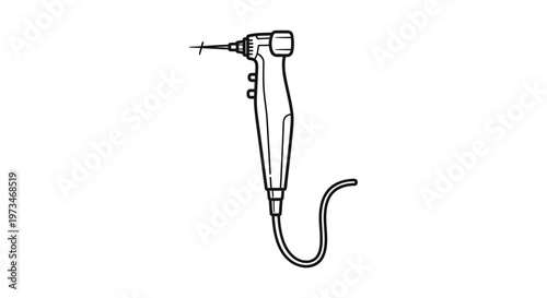 Dental handpiece with bur, medical equipment, clinic tool, dental surgery, dentistry, professional equipment