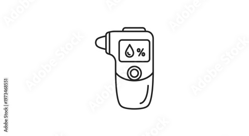 Digital Alcohol Breathalyzer Tester Icon with Water Drop Symbol