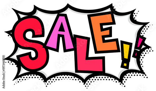 赤いSALE!!文字入りの黒太線のポップなトゲトゲ吹き出し。激安セール16:9ビデオ告知用。