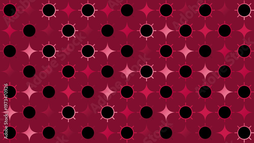 Abstract Geometric Pattern in Red Tones: A vibrant array of geometric shapes and forms dance across a rich red backdrop. The design plays with light and shadow