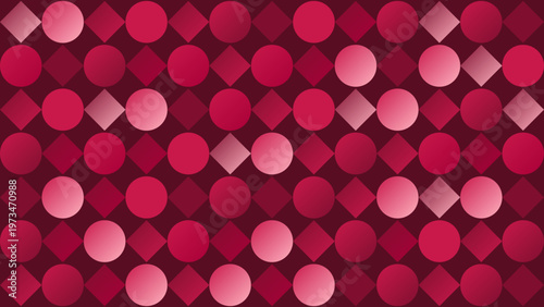 Geometric Harmony: A vibrant design showcases an abstract pattern of red circles and diamond shapes, creating a sense of dynamic flow and balanced composition.