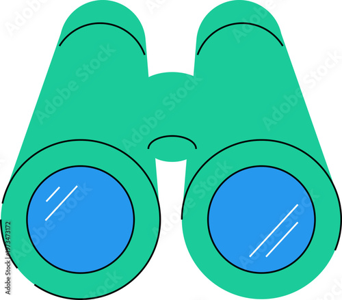 Minimalist binoculars icon for exploration, bird watching and nature observation concept