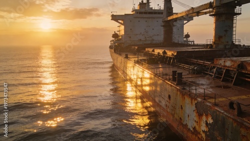 Ultra Realistic Oil Tanker Ship in Open Ocean, Global Energy Transport and Maritime Logistics Concept