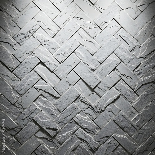 Herringbone Stone Wall Texture - Detailed Gray Surface.