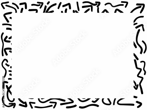 Collection of doodle elements with empty centers. Random black doodle icons. Hand-drawn vector doodles.