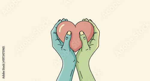 Heart, hands, love, care, support, vector illustration, symbol, icon, graphic