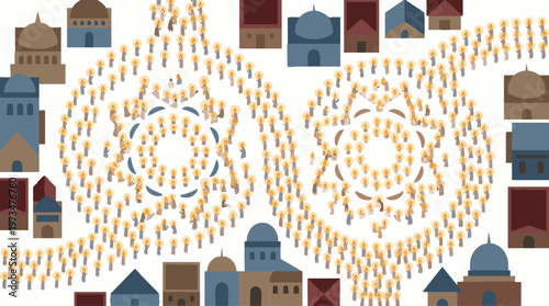 Visakha Bucha Day Candle Procession in Ancient City Vector