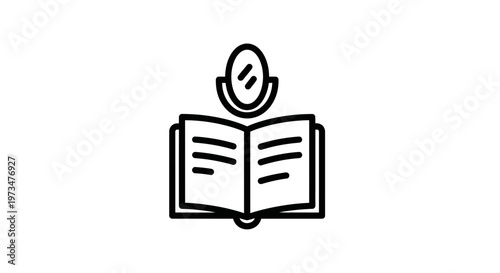 Open book with mirror reflecting a face, concept of self-reflection, learning, and personal growth