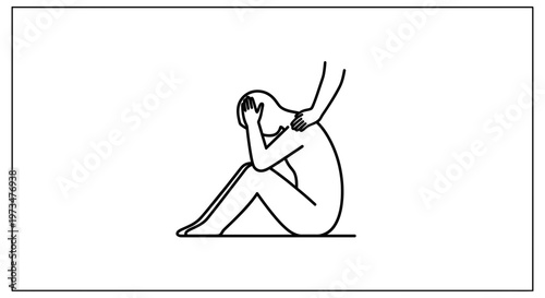 Person comforting another person sitting in distress, showing support and empathy