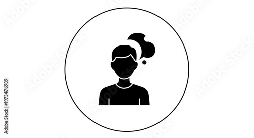 Silhouette of a person with a thought bubble, representing thinking, ideas, and contemplation.