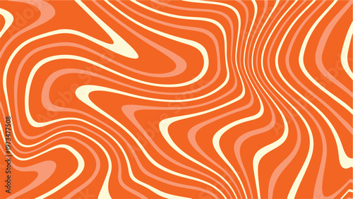 Vibrant orange background with swirling wavy lines and patterns