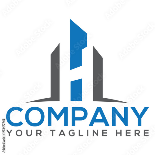 Modern Abstract Letter H Building Logo Design for Real Estate and Construction