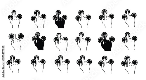 Black Hearing Aids in Rows.