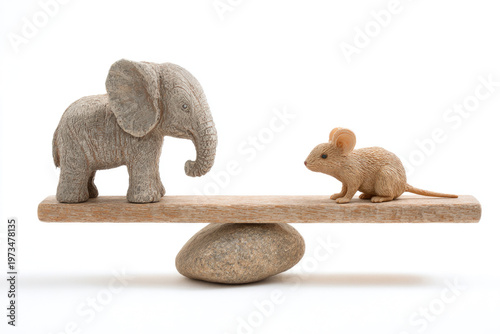 A bishop and a mouse on the board in the image of balance. Space for text.