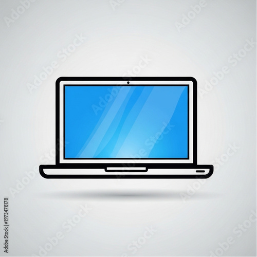 Minimal Laptop Icon Illustration Showing Open Laptop.