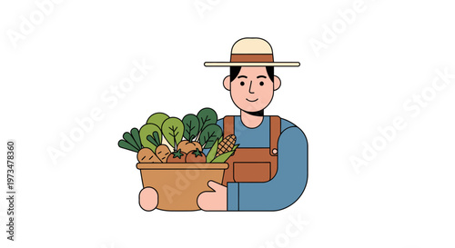 Farmer Holding Potted Green Plants Outdoors.